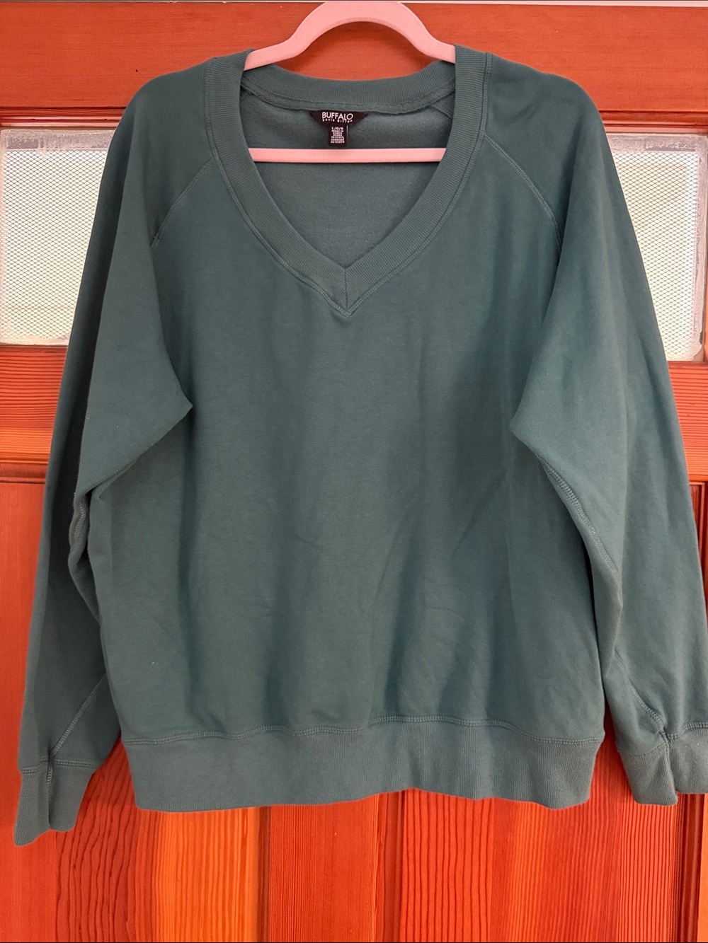 Buffalo David Bitton V-neck Sweatshirt in Teal Green